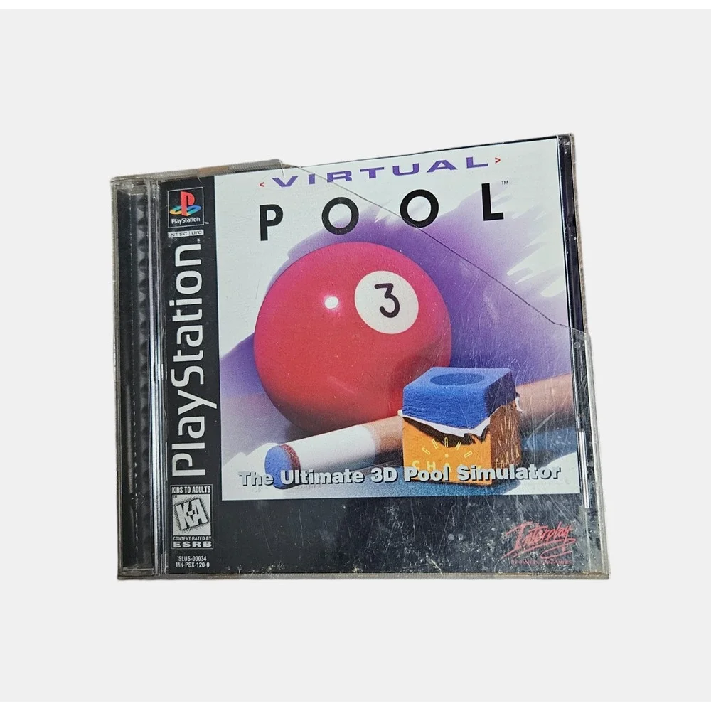 Virtual Pool (Sony PlayStation 1, 1996) PS1 Video Game Disc Sports CIB